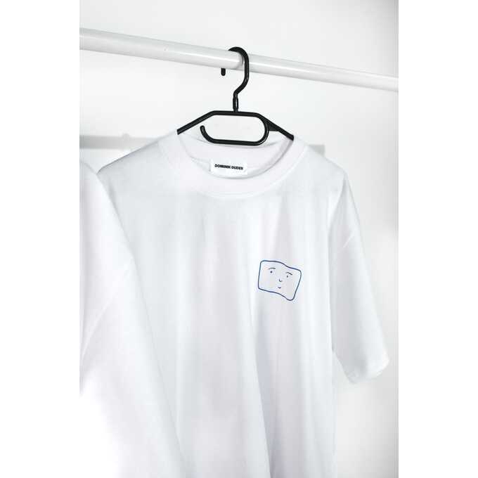 MINKA T-SHIRT BIAŁY NADRUK NIEBIESKI